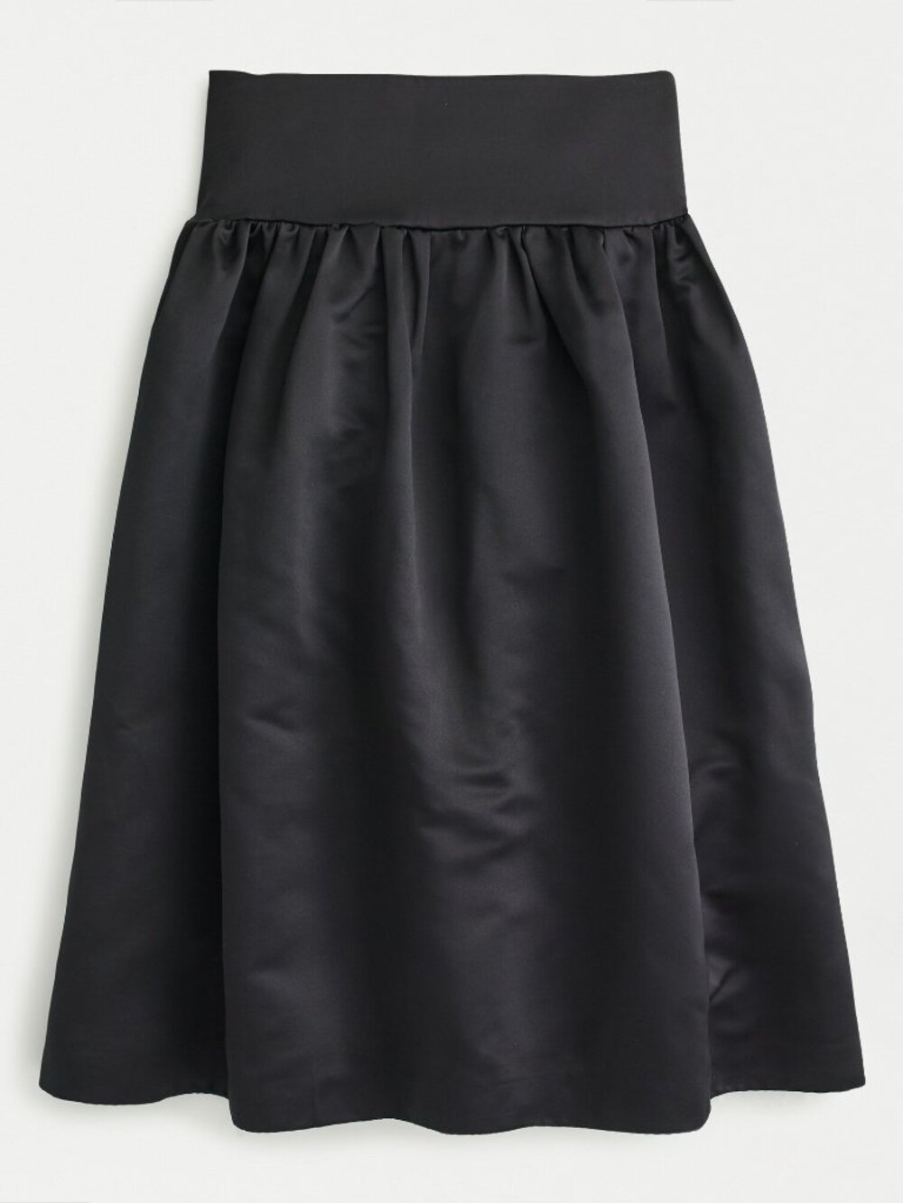NWT Womens Size 2 J.Crew Black A-Line Midi Skirt in Duchess Satin with Pockets